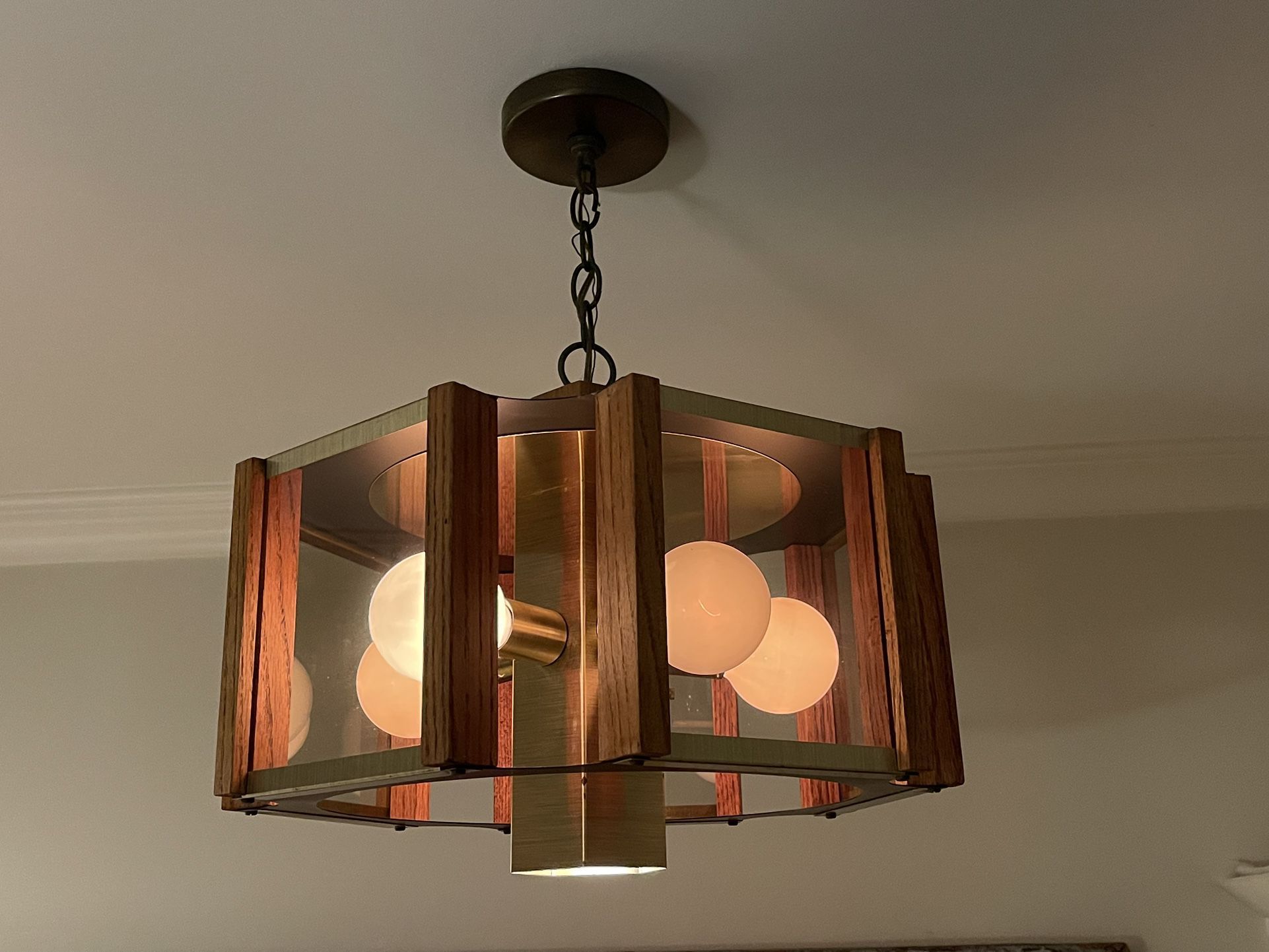 1970s Frederick Ramond Hexagon Chandelier Light Dimmable WORKS!