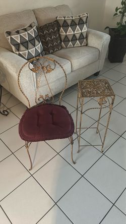 Heavy wrought iron chair & table