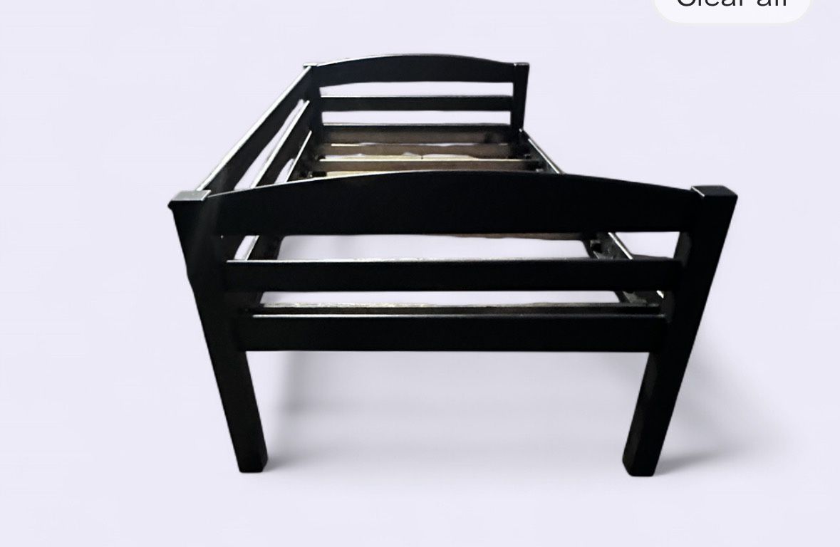 Twin Size Solid Wood Bed Frame Matte Black