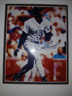 Ken Griffey Jr  Matted, Framed Photograph Of Ken Griffey  Jr.  WITH AOUTOGRAPH.Hand Signed By The Hall Of  Famer.