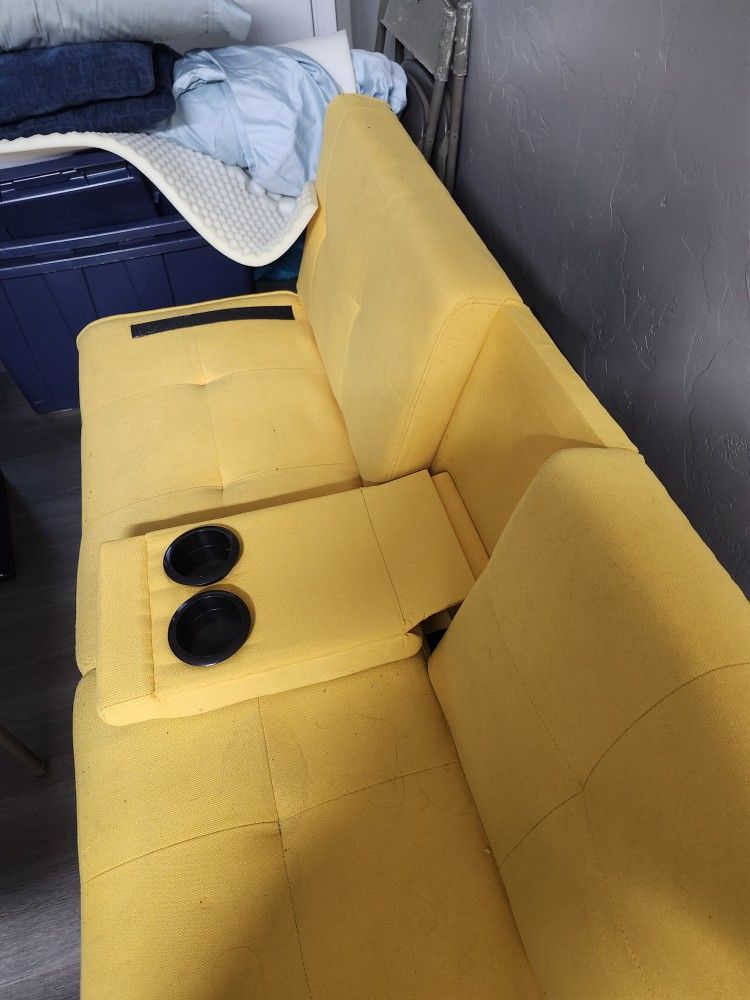 Yellow Futon With Cupholders