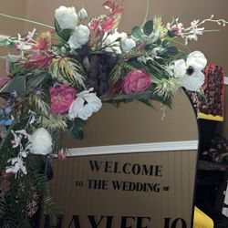 Silk floral arrangements for mirror