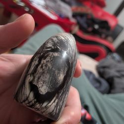 Absolutely Gorgeous Obsidian And Marbel Granet Art Piece The Artist Bakes Tar And Natural Obsidian To Make Pictures In The Stone 