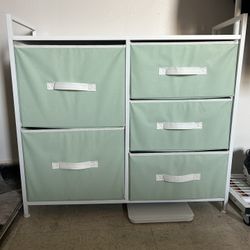 Teal 5-Drawer Fabric Dresser