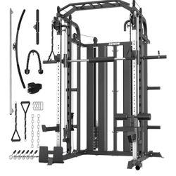 DONOW Smith Machine with Weight Stacks, Multi Function Home Gym System
