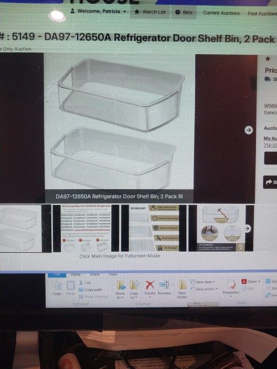 Refrigerator Door Shelf Bin 2 Pack Right Side Basket Compatble With Samsung 
