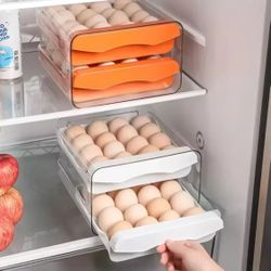 Automatic Scrolling Egg Rack Refrigerator Eggs Storage Box Holder Storage Box Egg Double-Layer Drawer-Type Eggs Box Kitchen