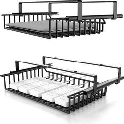 new No Drilling Under Desk Cable Management Under Desk Storage Shelf Metal Under Desk Wire Pullable Drawer Plugs Management Under Table Cord Manageme