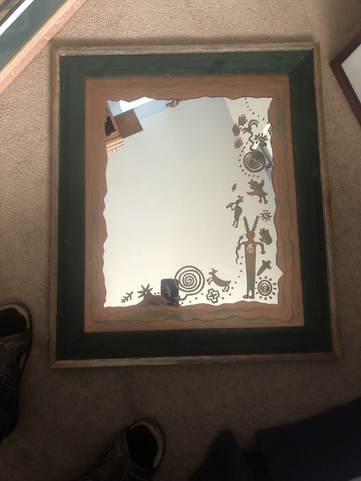 American Kokopelli Indian Western Mirror Over Copper