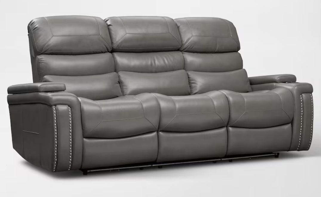 “The Jackson” (Grey Recliner Leather Couch) New Still In Box