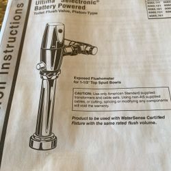 American Standard Exposed Toilet Flushometer For 1-1/2” Top Spud Bowls,DC, 11-1/2” R-I, 1 . 6 GPF (6.0LPF) Battery Included Color Silver New In Box 