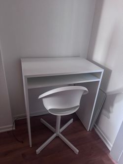 IKEA small White Desk with Lower Shelf and chair