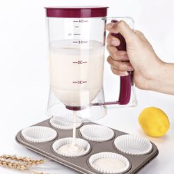 900 Ml Pancake Batter Dispenser With Measuring Label, Batter Separator Kitchen Accessory For Cupcake, Waffle, Muffin Mix, Cake & Crepe