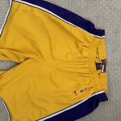 Lakers Nike Shorts 2XL Yellow Purple  XXL Kobe Los Angeles Vintage Swing Man Nike