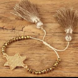 New Gold Miyuki Bead Adjustable Tassel Star Bracelrt L