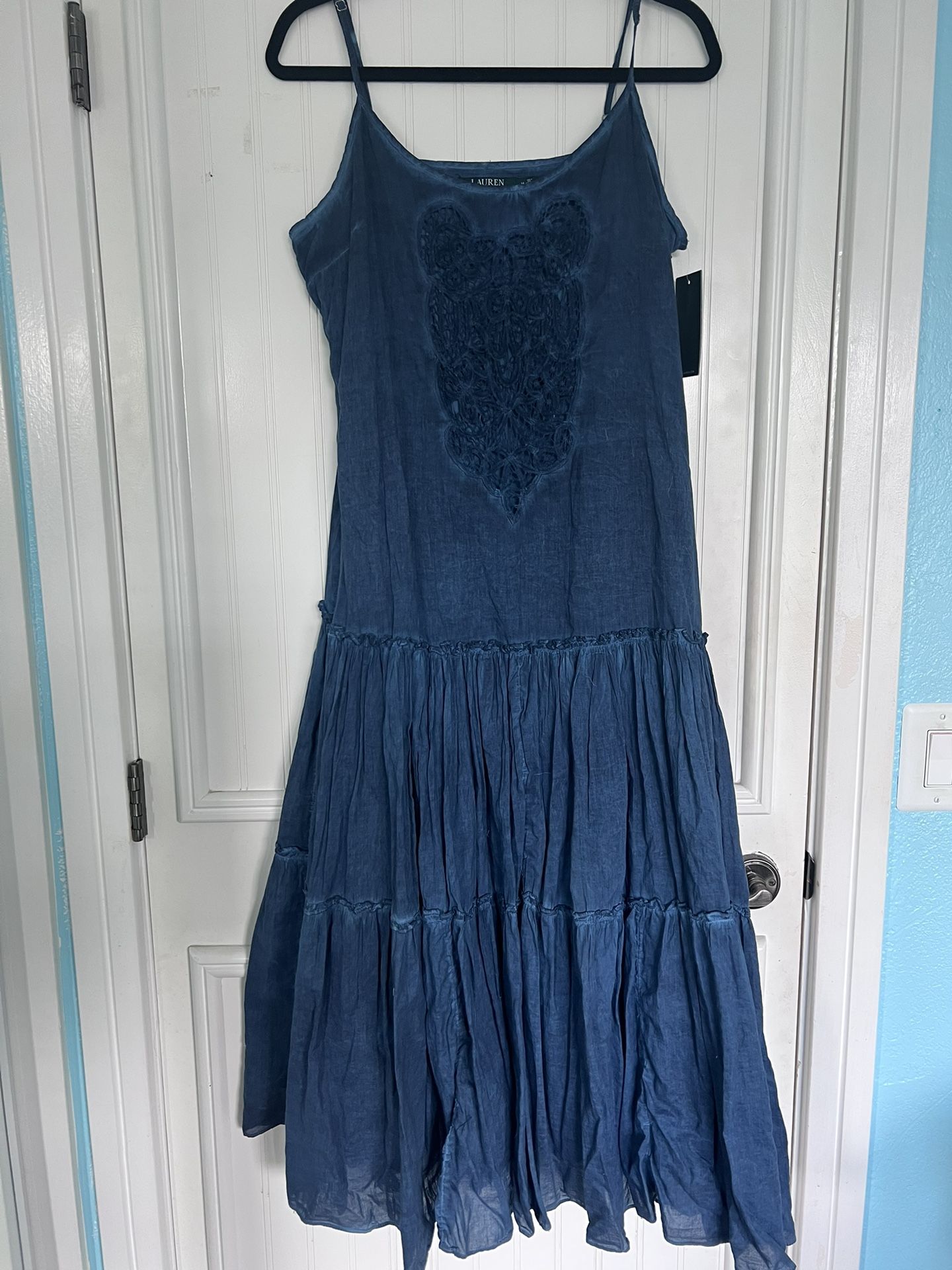 Ralph Lauren Distressed Indigo Sun Dress New With Tags