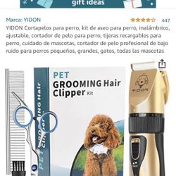 YIDON Cortapelos para perro, kit de aseo para perro, inalámbrico, ajustable, cortador de pelo para perro, tijeras recargables para perro, cuidado de m