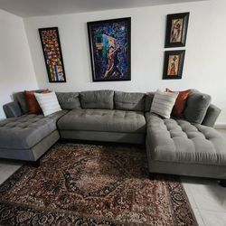 Grey Sectional with Double Chaise