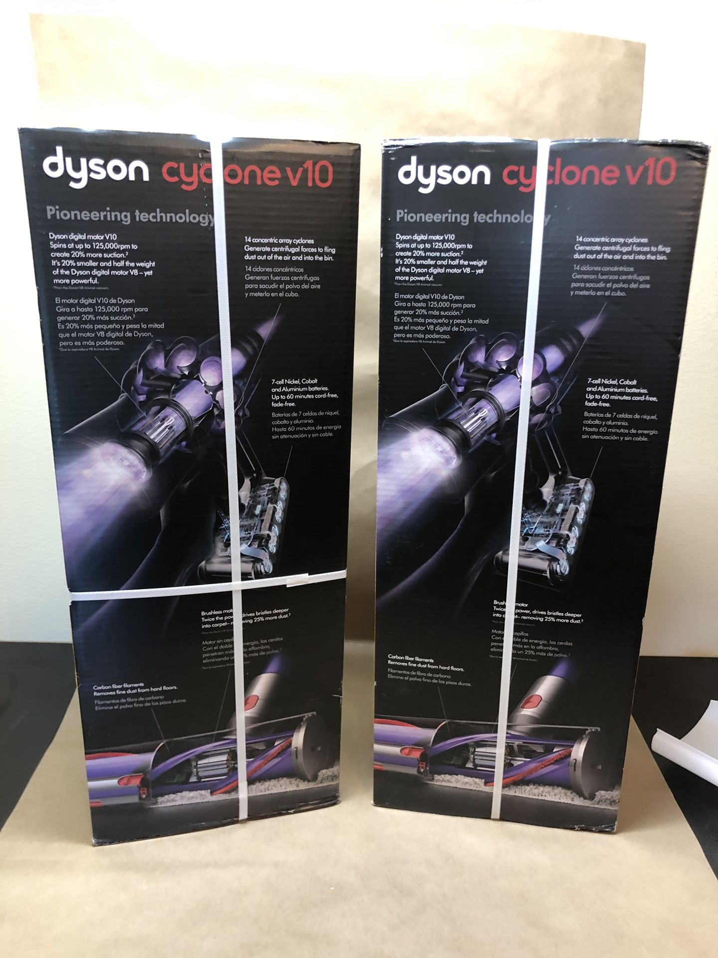 (2) Dyson cyclone v10 new in box and (1) Dyson optimum