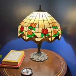 Antique Stain-glass lamp brass base