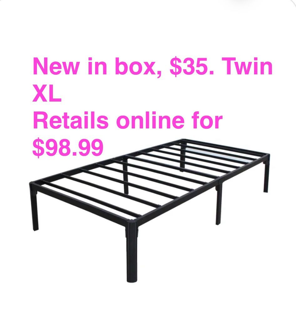 New In Box, 18in Twin XLSize Metal Bed Frame without Screws,No Screws Design,Easy Assembly,No Box Spring Needed,Black