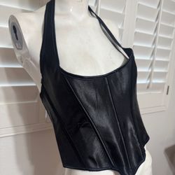 New Small Medium Black Satin Corset Goth Gothic Costume Cosplay Renaissance Pirate 