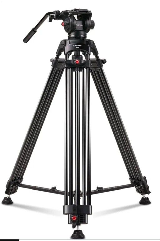 RAUBAY 70.8" Professional Heavy Duty Video Camera Tripod with Fluid Head, QR Plate for DSLR Camcorder, Max Loading 17.6lbs, Aluminum Twin Tube Leg wit