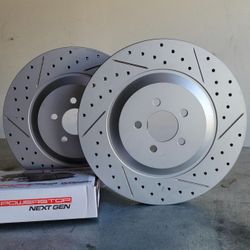 2021-2023 Dodge Charger Scat Pack SRT Jailbreak Front Rotors Drilled/Slotted with Carbon Ceramic Pads Kit