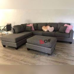 3 Pc Living Room Sectional Sofa With Ottoman