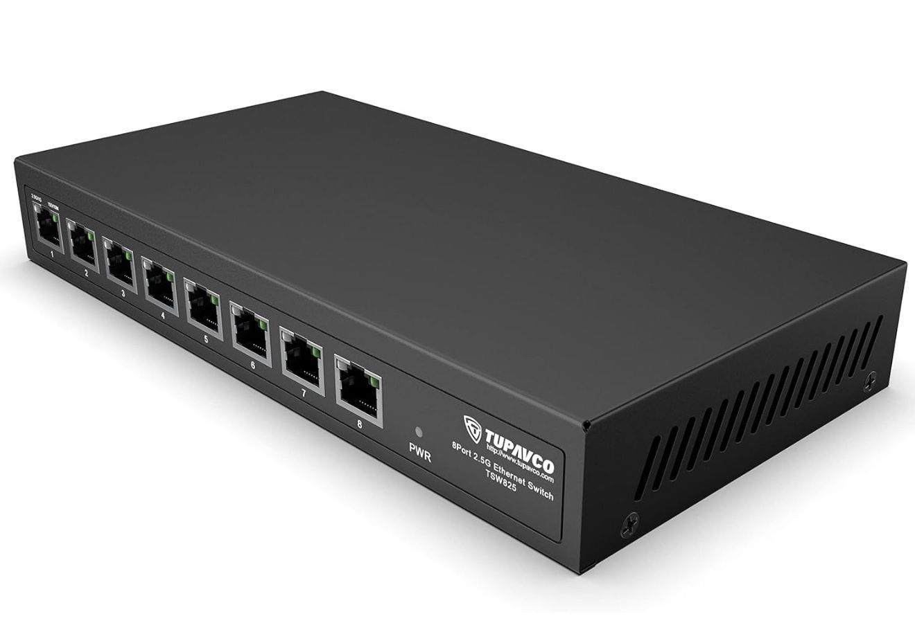 2.5GB Switch (8 Port) for Ethernet Network - High Speed 10M/100M/1G/2.5G Gigabit (802.3bz) - Unmanaged Plug & Play Fanless LAN Splitter - Metal Case -