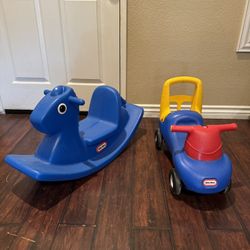 Set of Two Little Tikes Toddler Toys Rocking Horse & Push Car