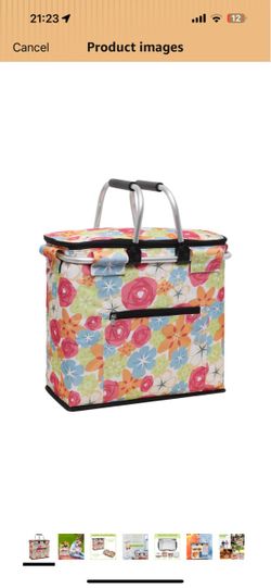Brand new 40L Insulated Picnic Basket, Leak-Proof Collapsible Bag with Lid&2 Handles Extra Large Capacity Grocery Basket Perfect for Picnics,Grocery S