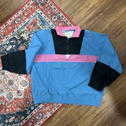 Vintage PACIFIC COAST HIGHWAY Sport Track Windbreaker Jacket Size L PINK BLUE