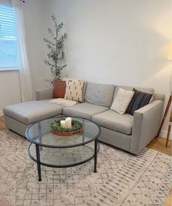 Crate & Barrel Barrett II Reversible chaise sectional couch.