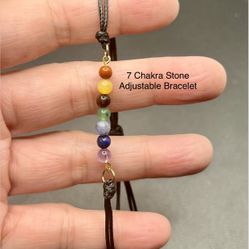 7 Chakra Genuine Stone Handmade Adjustable Cord Bracelet