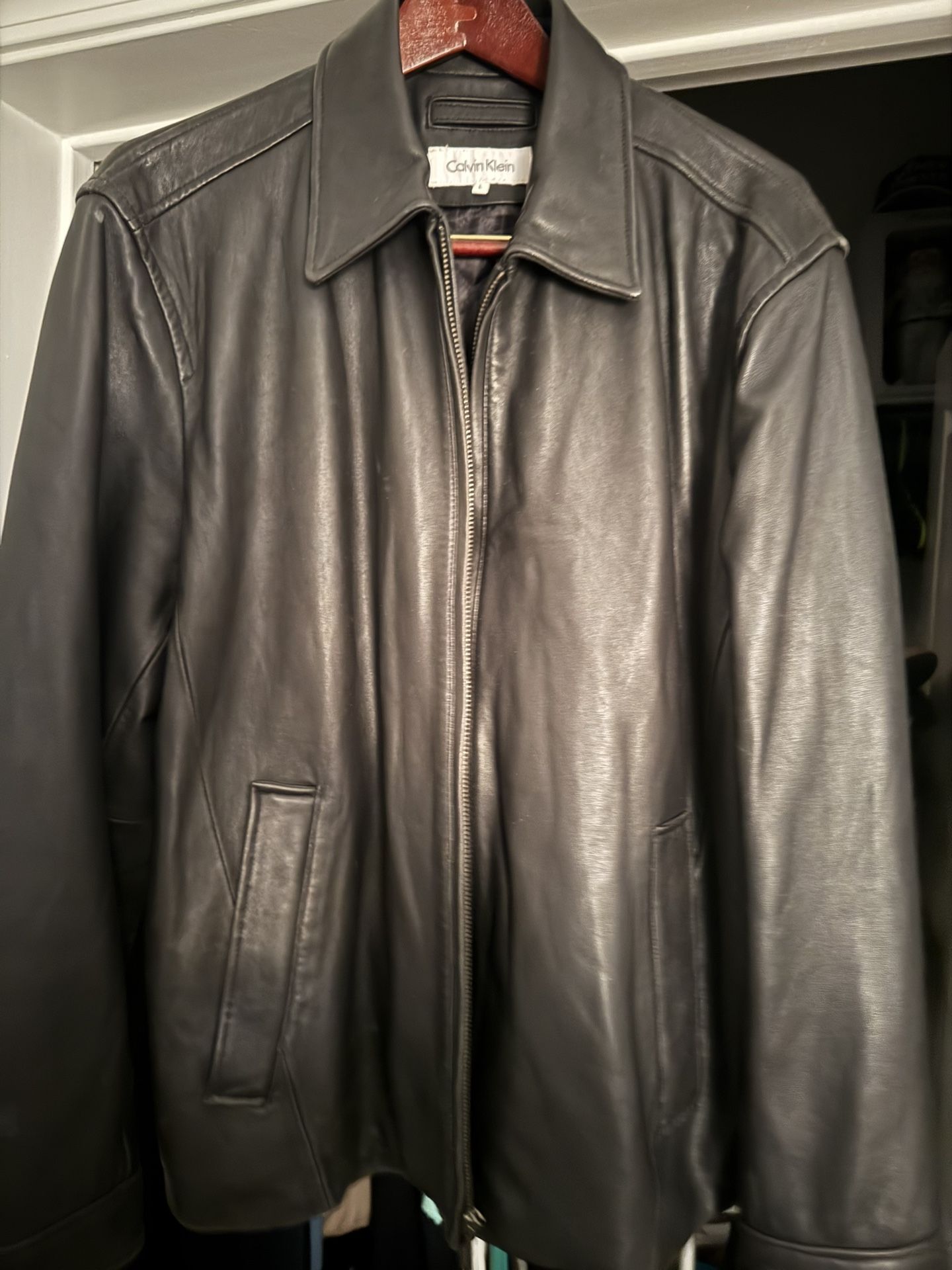 Black Leather Jacket Calvin Klein