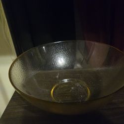Antique tan Glass  bow and water pitcher