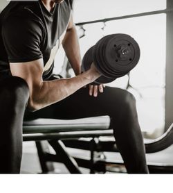 New Sealed Box 20 lb Adjustable Vinyl for each Arm Dumbbell Adjustable to add up to 40 lb on one dumbbell , Start Building Biceps