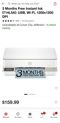 Envy 6155e instant ink printer almost new