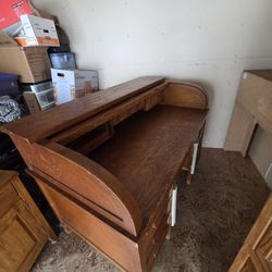 Vintage 1910 (ish) Clemensten Oak Roll Top Desk