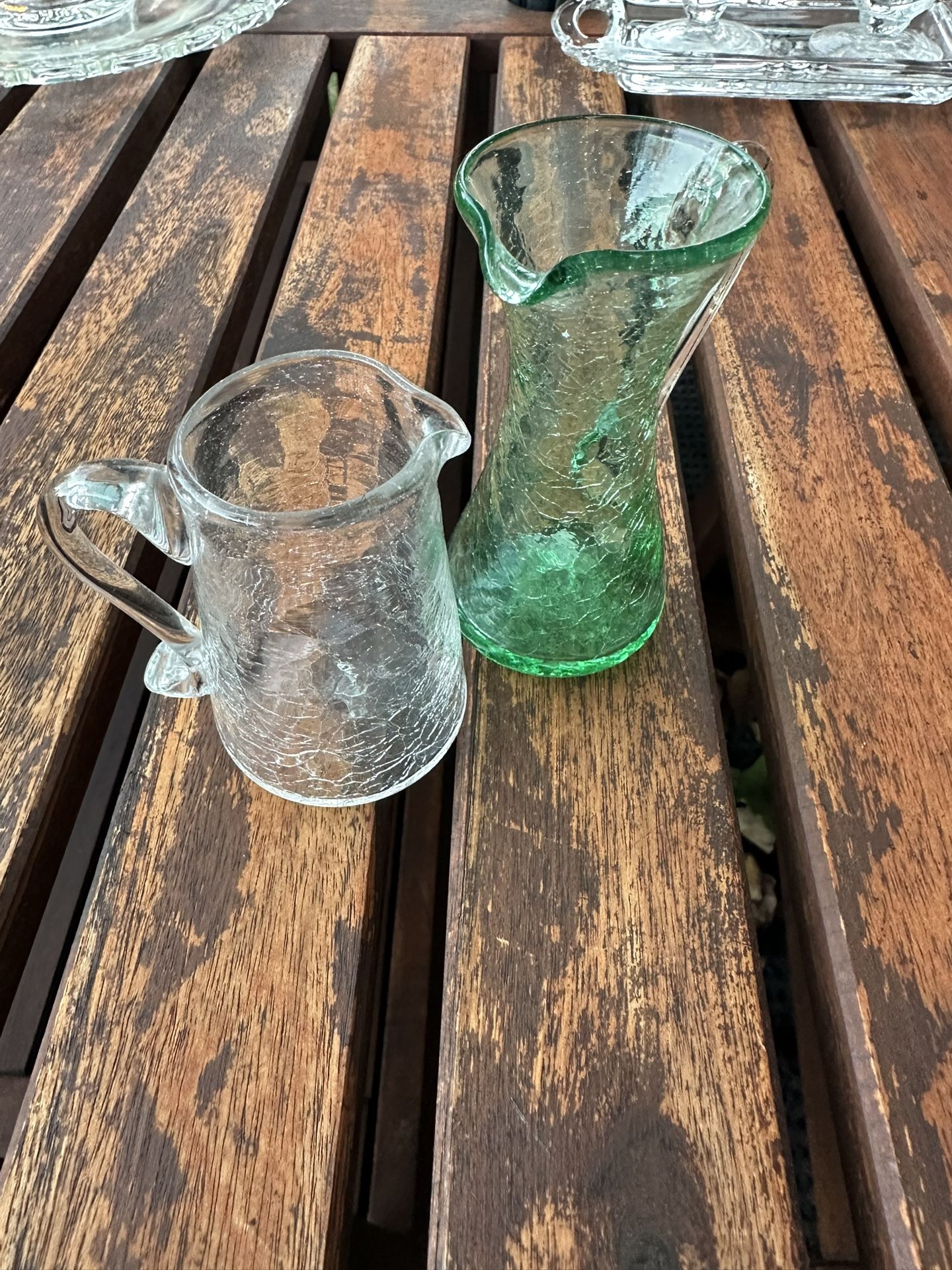 Vintage Mini Crackle Glass Pitchers