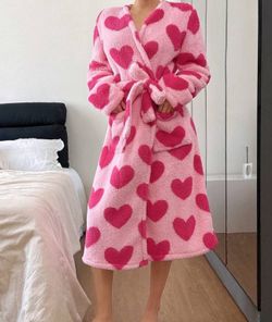 Pink heart design robe with pockets