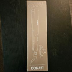 ​NEW Conair Double Ceramic 1" Flat Iron Hair Straightener + Claw Clip (CS221AMZ)