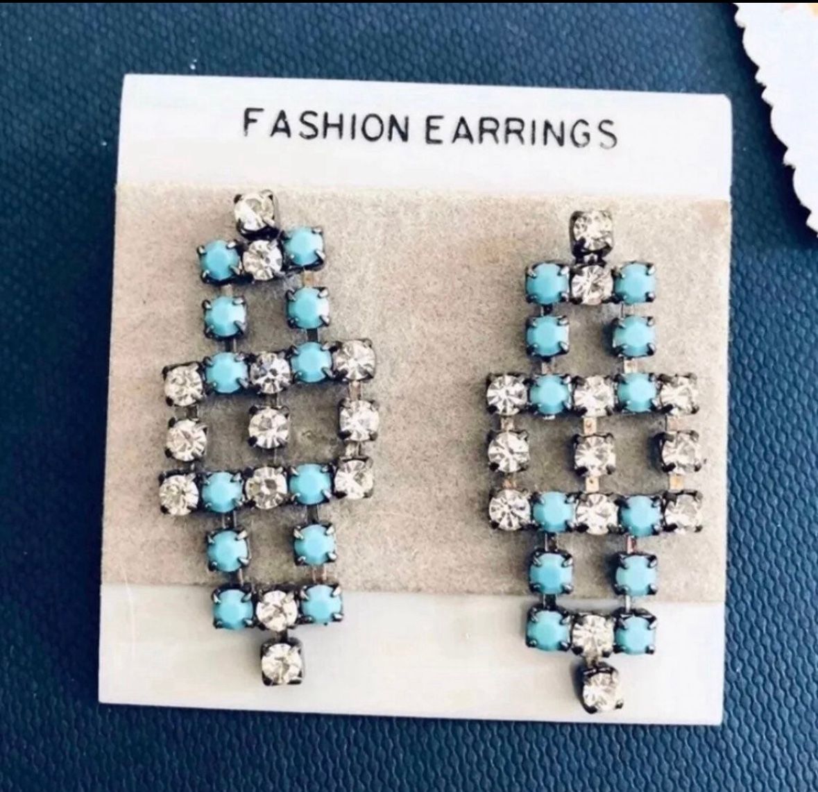 Vintage Turquoise Earrings On Original Card