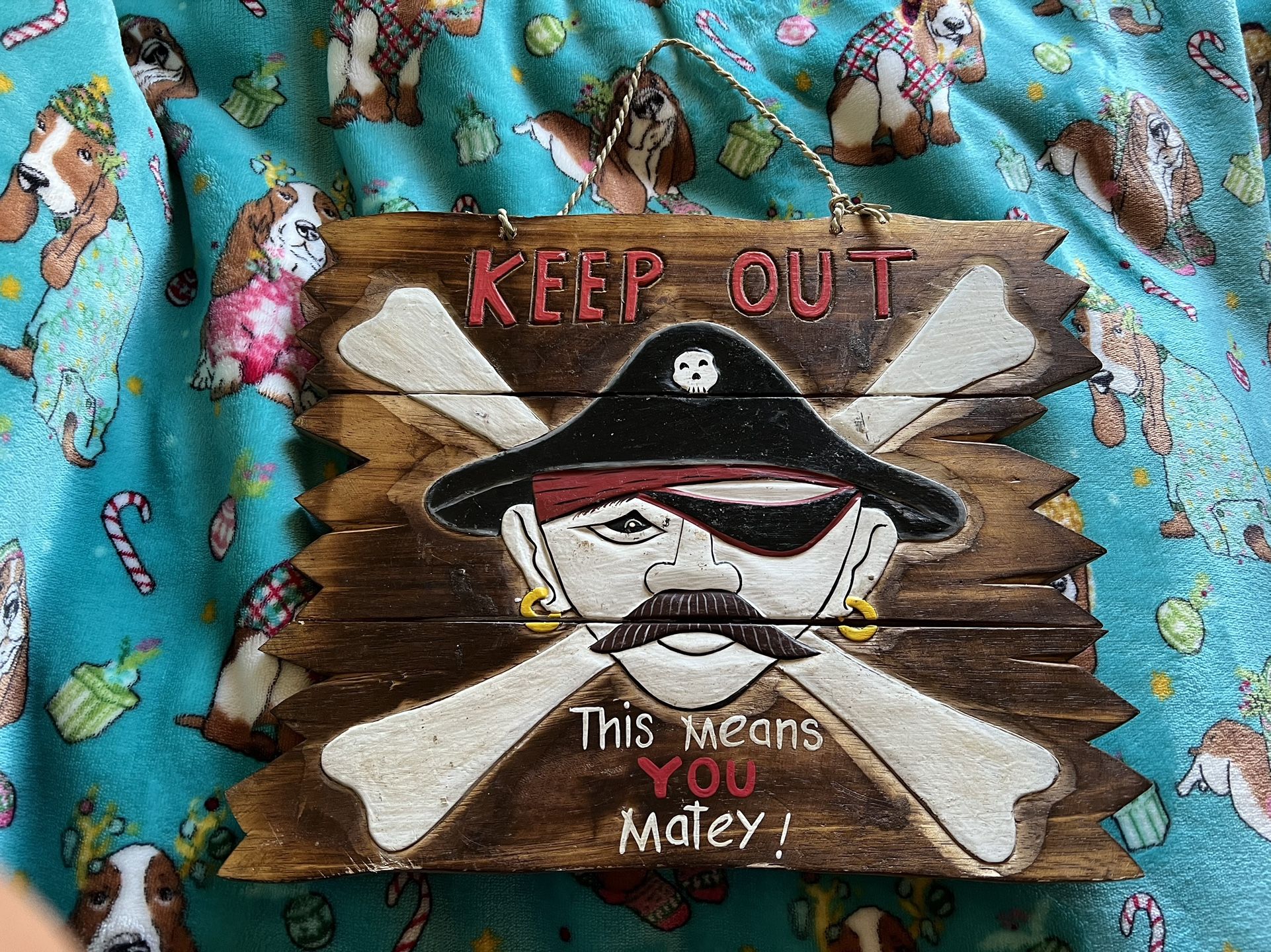 Wooden Pirate Keep Out Sign