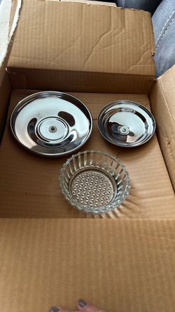 Vintage  Kromex 12" Glass and Chrome Lazy Susan set