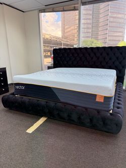 Nectar Ultra Memory Foam Mattress + king size platform luxury bed frame