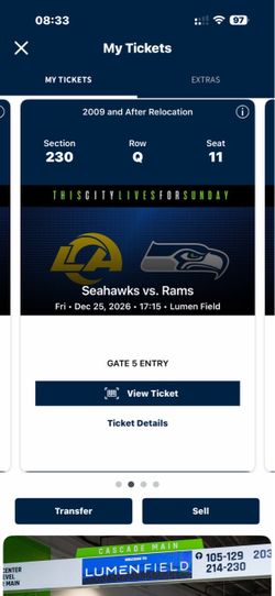 Rams Vs Seahawks Christmas Night (2) Tickets Covered