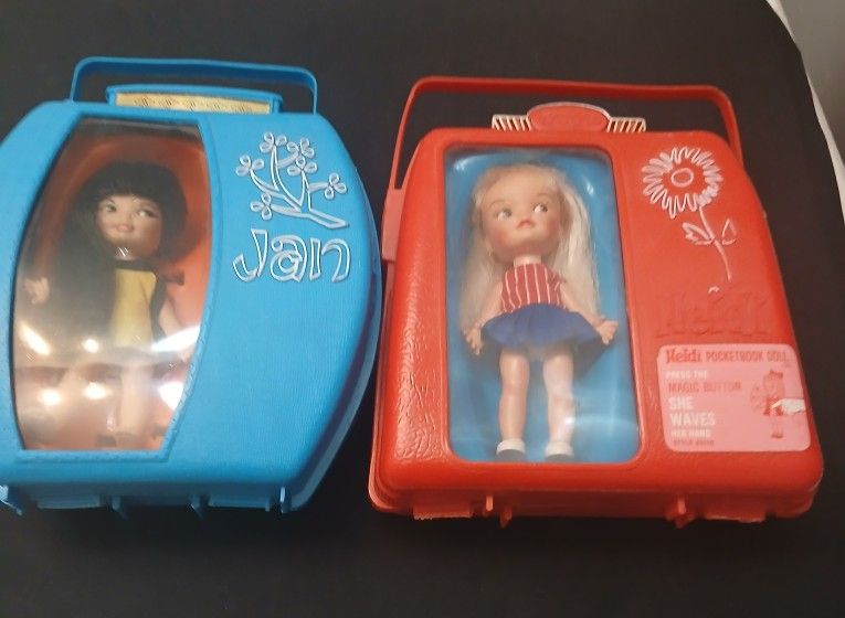 VINTAGE REMCO HEIDI & JAN POCKETBOOK DOLL + CLOTHES + SHOES + ACCESSORIES + MORE **NEW
