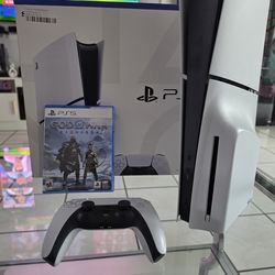 PLAYSTATION 5 SLIM DISK CON SU CONTROL CABLES Y UN JUEGO A ELEGIR